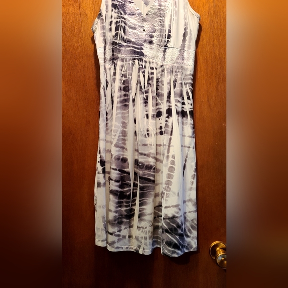 One World white&black tye dye crinkle stretch tuxedo dress szM BEAUTIFUL - Picture 6 of 9